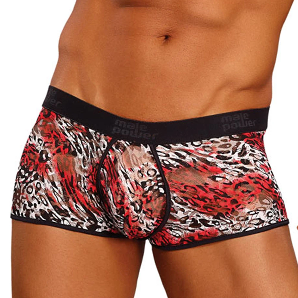Male Power 150-174 Leopard Lace Enhancer Pouch Short Black And Brown 3 Male Power 150-174 Leopard Lace Enhancer Pouch Short Black And Brown