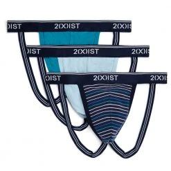 2xist 021322 STRETCH 3PK JOCK STRAP Thin Stripe