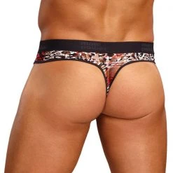 Male Power 436-174 Leopard Lace Micro Thong Black And Brown
