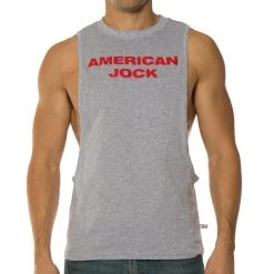 American Jock AJ8776 Gym Air Tee Heather Grey/RoyalBlue Shirts