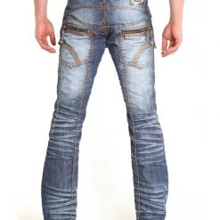 Nuwear KM085 Zip Tight Light Wash Designer Jean With Gold