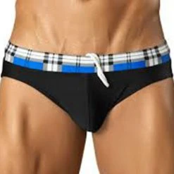 Swimwear Vuthy 276 Swimsuit Black With Royal Blue Plaid