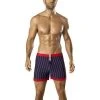Vuthy 314 Navy With Red Waist Swim Boxer