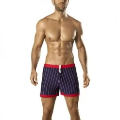 Vuthy 314 Navy With Red Waist Swim Boxer